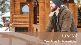  Presentation with winter - Slide deck enhanced with smiling bearded man in winter background and a coral colored foreground