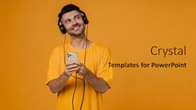  Presentation with yellow music - Presentation enhanced with smiling-bearded-man-in-yellow background and a gold colored foreground