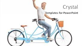  Presentation with alone - PPT theme featuring smiling-bearded-man-riding background and a white colored foreground