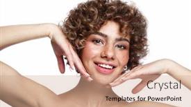  Presentation with curly hair - Audience pleasing slides consisting of smiling-beautiful-healthy-freckled-girl backdrop and a coral colored foreground