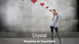  Presentation with telephone - Slides with smiling beautiful woman in love background and a gray colored foreground