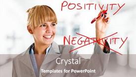  Presentation with writing - Beautiful slides featuring smiling-beautiful-woman-writing backdrop and a gray colored foreground