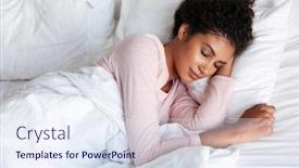  Presentation with sleeping - PPT theme consisting of smiling-beautiful-young-african-woman background and a sky blue colored foreground