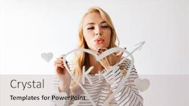  Presentation with heart love - Slide set featuring smiling-beautiful-young-woman background and a soft green colored foreground