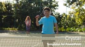  Presentation with tennis - Presentation enhanced with smiling-biracial-couple-playing-tennis background and a mint green colored foreground