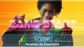  Presentation with face match - Slide set having smiling-biracial-female-soccer-player background and a ocean colored foreground