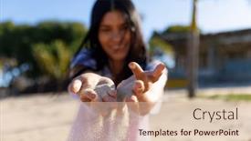  Presentation with smile focus - Slide set with smiling-biracial-woman-playing background and a lemonade colored foreground