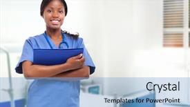  Presentation with black nurse - Beautiful presentation featuring smiling black nurse backdrop and a light blue colored foreground