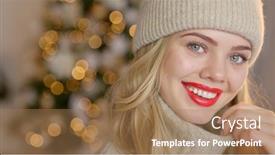  Presentation with lipstick - Slides having smiling-blond-woman-with-red background and a coral colored foreground