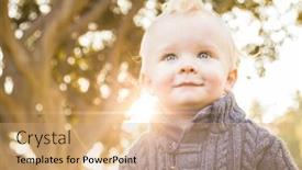  Presentation with outdoors - Presentation theme featuring smiling-blonde-baby-boy-outdoors background and a coral colored foreground