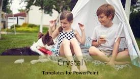  Presentation with teepee - Presentation theme consisting of smiling-boy-and-girl-playing background and a gold colored foreground