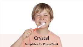  Presentation with toothpaste little kid boy brushing - PPT theme consisting of smiling boy brushing his teeth background and a  colored foreground