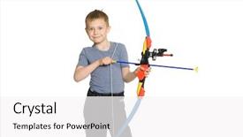  Presentation with children - Slide deck featuring smiling boy holding a bow background and a white colored foreground