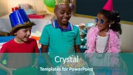  Presentation with birthday boy - Slides having smiling boy holding birthday cake background and a  colored foreground