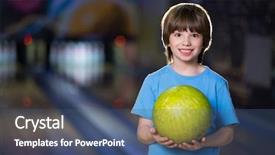  Presentation with bowling - Theme consisting of smiling boy in bowling background and a ocean colored foreground