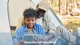  Presentation with hike forest - Theme consisting of smiling-boy-in-casualwear-communicating background and a teal colored foreground