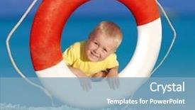 Presentation with advent ring - Presentation having smiling boy in ring-buoy background and a light blue colored foreground