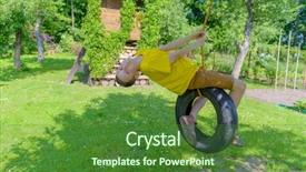  Presentation with summer time - Cool new presentation with smiling boy on treehouse summer backdrop and a forest green colored foreground