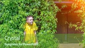  Presentation with summer time - Slides enhanced with smiling boy on treehouse summer background and a tawny brown colored foreground