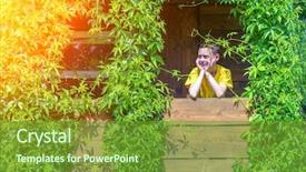  Presentation with summer time - Colorful presentation design enhanced with smiling boy on treehouse summer backdrop and a  colored foreground
