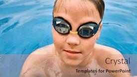  Presentation with swim boy - Slide deck enhanced with smiling-boy-portrait-in-swimming background and a coral colored foreground