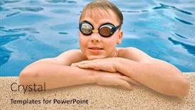  Presentation with swim boy - Presentation theme having smiling-boy-portrait-in-swimming background and a coral colored foreground