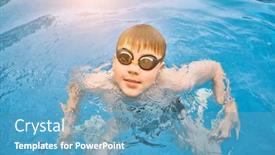  Presentation with swim boy - Presentation theme with smiling-boy-portrait-in-swimming background and a teal colored foreground