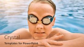  Presentation with swim boy - Presentation enhanced with smiling-boy-portrait-in-swimming background and a coral colored foreground