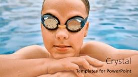  Presentation with swim boy - Slide set enhanced with smiling-boy-portrait-in-swimming background and a coral colored foreground