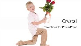 Presentation with roses - Amazing presentation theme having smiling boy presenting red roses backdrop and a  colored foreground