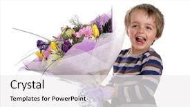  Presentation with mothers day - Beautiful theme featuring smiling boy with a bouquet backdrop and a white colored foreground