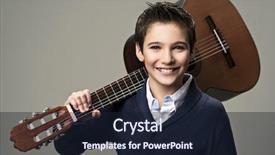  Presentation with acoustic - Beautiful slides featuring smiling boy with guitar teenager boy with classic wooden acoustic guitar backdrop and a wine colored foreground