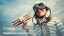  Presentation with cartesian plane - Slide set having smiling boy with wooden plane background and a ocean colored foreground