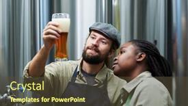  Presentation with brewery - Presentation design featuring smiling-brewery-workers-checking-thickness background and a tawny brown colored foreground