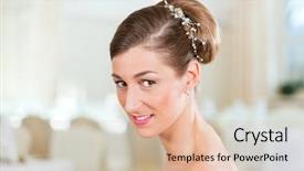 Presentation with bride - Colorful slides enhanced with smiling-bride-with-swept-back backdrop and a  colored foreground