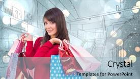 Presentation with paper bag vs plastic bags - Audience pleasing presentation consisting of smiling brunette holding shopping bags backdrop and a  colored foreground