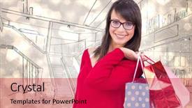  Presentation with lighting design awards - Beautiful presentation featuring smiling brunette holding shopping bags backdrop and a  colored foreground