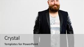  Presentation with beard - Amazing PPT layouts having smiling brutal man with beard backdrop and a light gray colored foreground