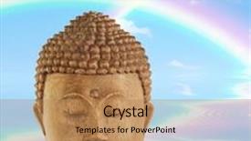  Presentation with rainbows - PPT theme featuring blue sky and double rainbow background and a coral colored foreground