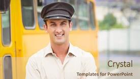  Presentation with school bus - Beautiful presentation featuring smiling bus driver looking backdrop and a lemonade colored foreground