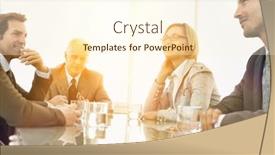  Presentation with discussion room - Slides with smiling-business-colleagues-having background and a cream colored foreground