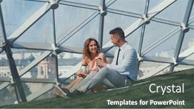  Presentation with paper cups - Audience pleasing PPT layouts consisting of smiling business people with paper cups in the park backdrop and a dark gray colored foreground