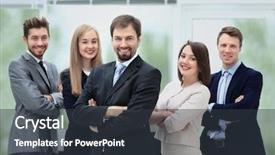  Presentation with team hands - Amazing PPT layouts having smiling business team standing upright backdrop and a  colored foreground