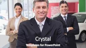  Presentation with car sales - Beautiful presentation theme featuring smiling business team standing backdrop and a dark gray colored foreground