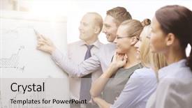  Presentation with discussion board - Amazing slides having smiling business team with chart backdrop and a light gray colored foreground