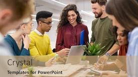  Presentation with civil engineer - Theme featuring smiling-business-team-working background and a coral colored foreground