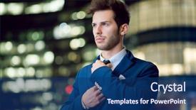  Presentation with portrait happy family smiling - Audience pleasing PPT layouts consisting of smiling businessman adjusting his necktie backdrop and a ocean colored foreground