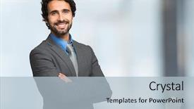  Presentation with hope bright future hopeful - PPT layouts having smiling businessman against a bright background and a light blue colored foreground