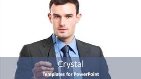  Presentation with glasses - Audience pleasing PPT theme consisting of smiling-businessman-holding-glasses backdrop and a ocean colored foreground