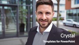  Presentation with office ergonomics - Cool new presentation with smiling businessman in office premises backdrop and a  colored foreground